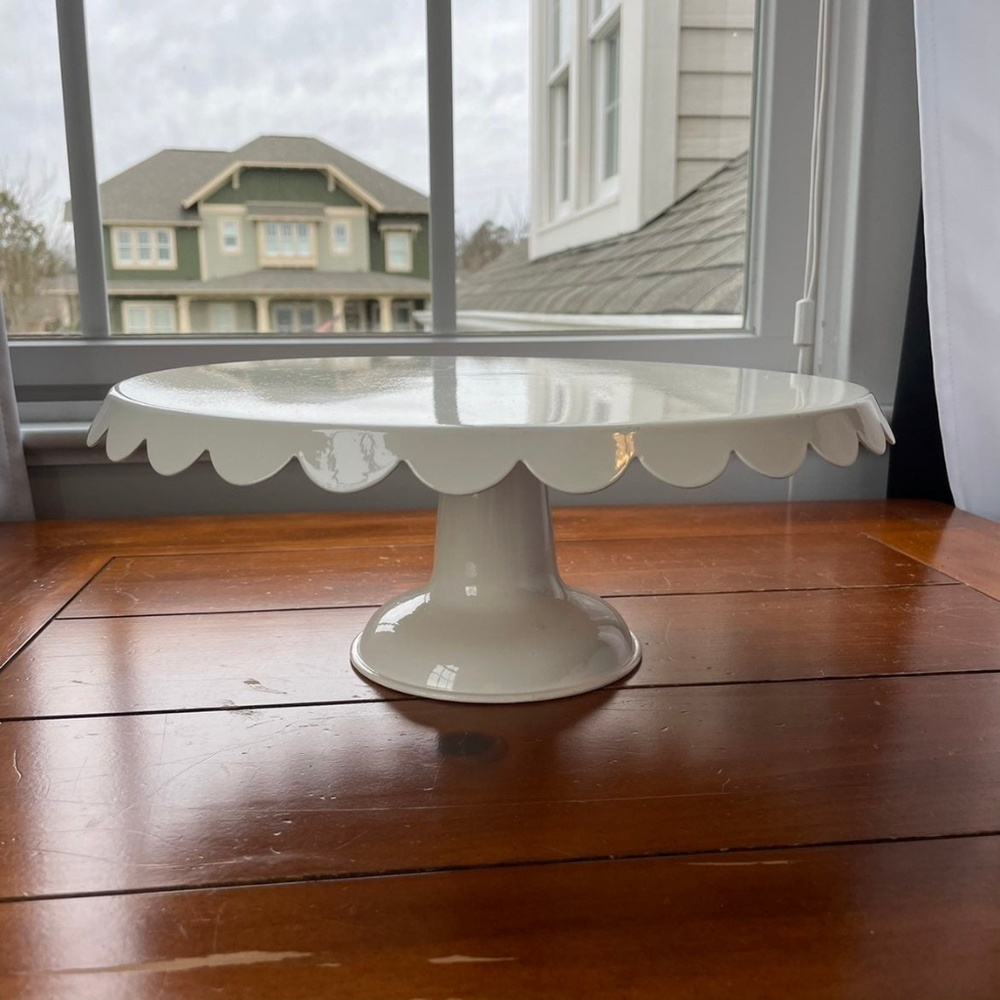 Scalloped Enamel Cake Plate
